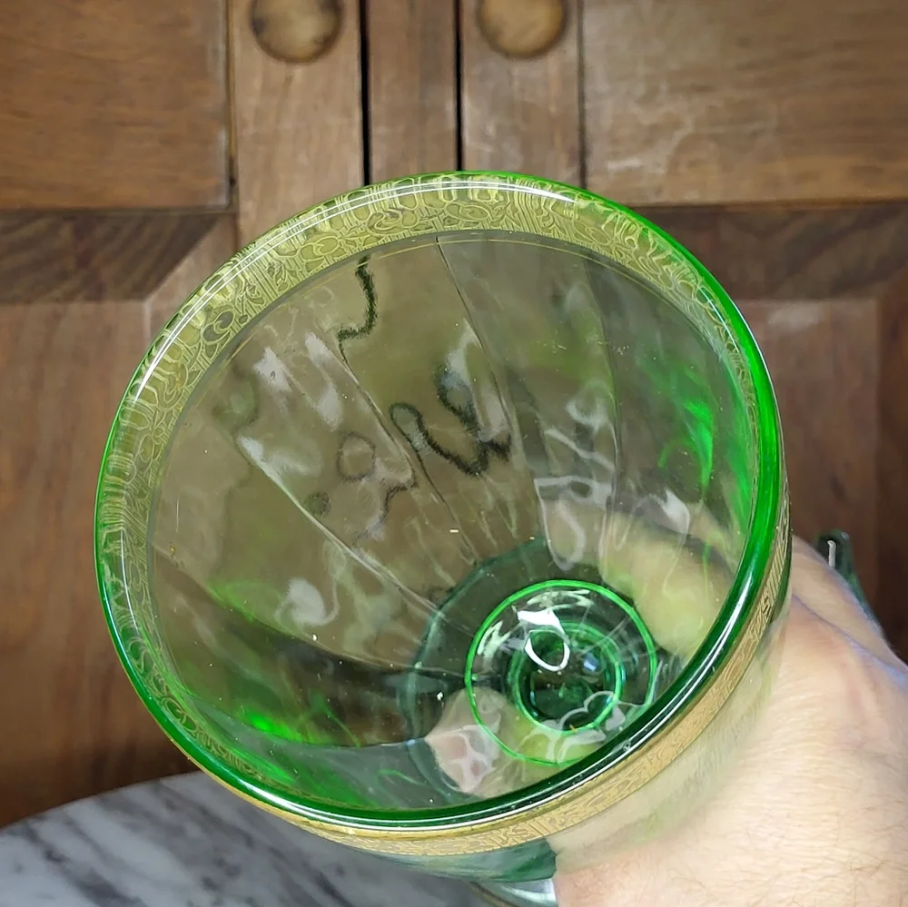 Elegant Green Glass Jar with Gold Accent - Picture 8 of 13